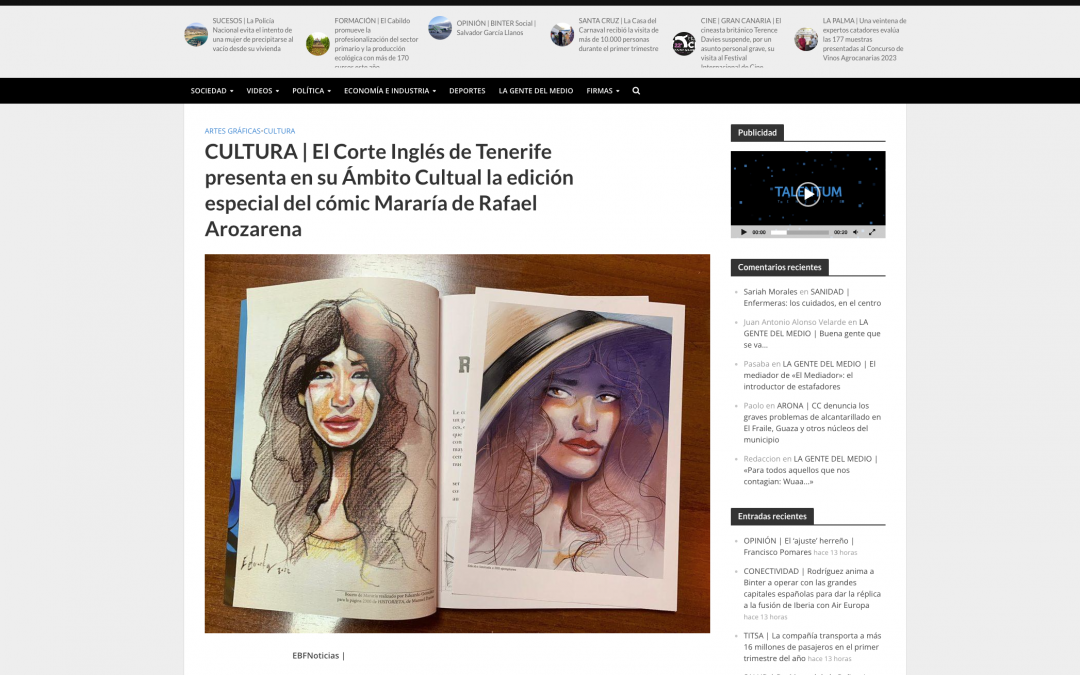 El Blogo Feroz | CULTURA | El Corte Inglés de Tenerife presenta en su Ámbito Cultual la edición especial del cómic Mararía de Rafael Arozarena