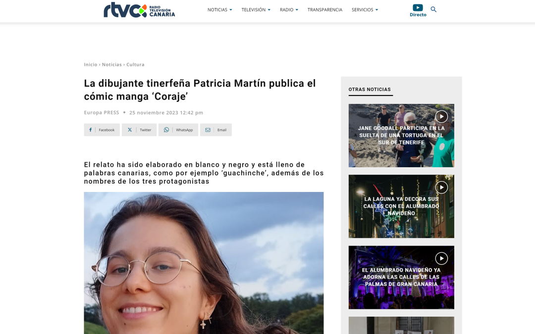 RADIO TELEVISIÓN CANARIA |  La dibujante tinerfeña Patricia Martín publica el cómic manga ‘Coraje’