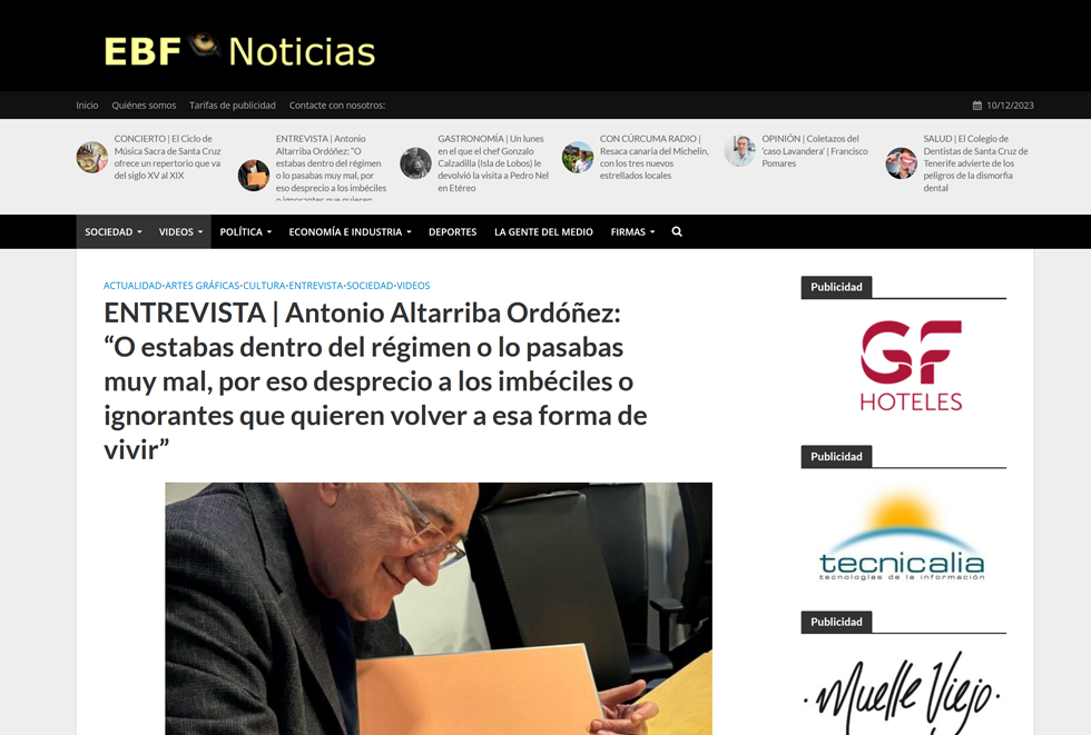EL BLOGO FEROZ | ENTREVISTA | Antonio Altarriba Ordóñez: “O estabas dentro del régimen o lo pasabas muy mal, por eso desprecio a los imbéciles o ignorantes que quieren volver a esa forma de vivir”