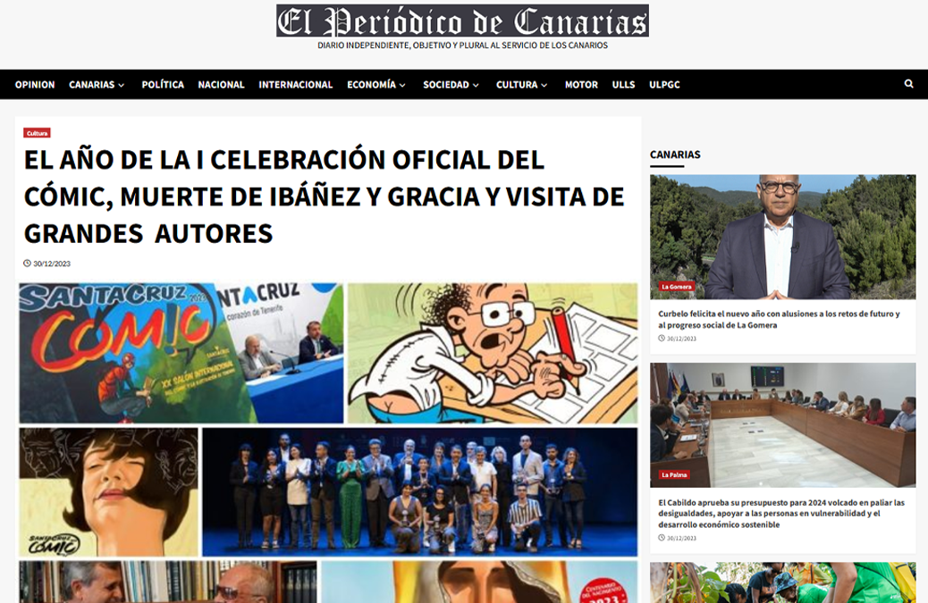 EL PERIÓDICO DE CANARIAS | EL AÑO DE LA I CELEBRACIÓN OFICIAL DEL CÓMIC, MUERTE DE IBÁÑEZ Y GRACIA Y VISITA DE GRANDES AUTORES