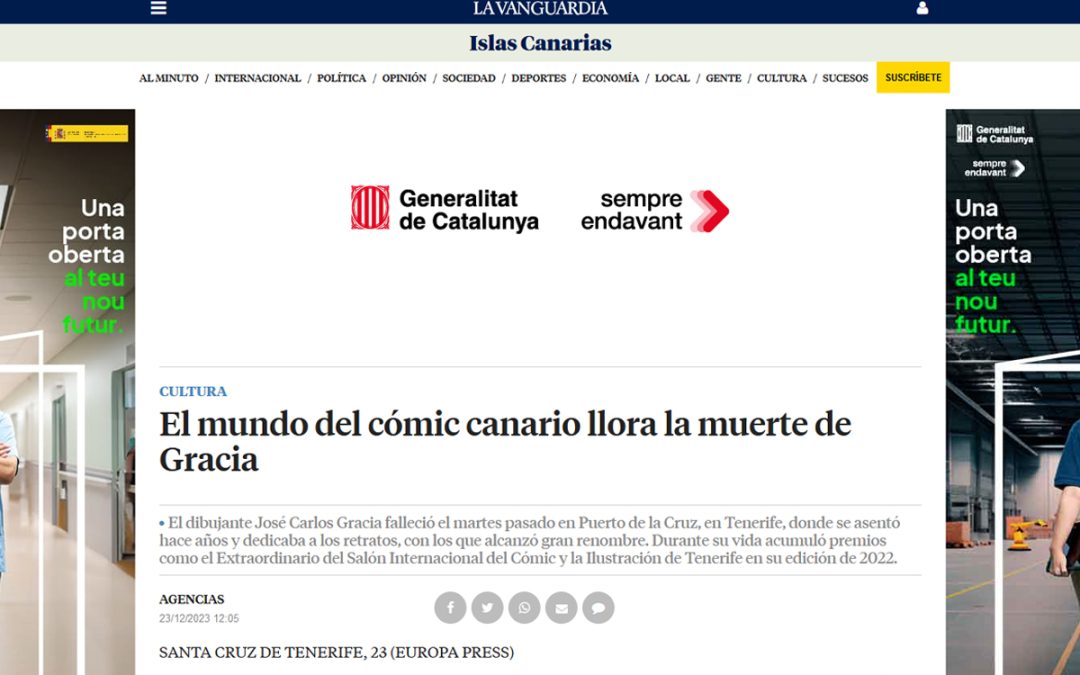 LA VANGUARDIA | El mundo del cómic canario llora la muerte de Gracia