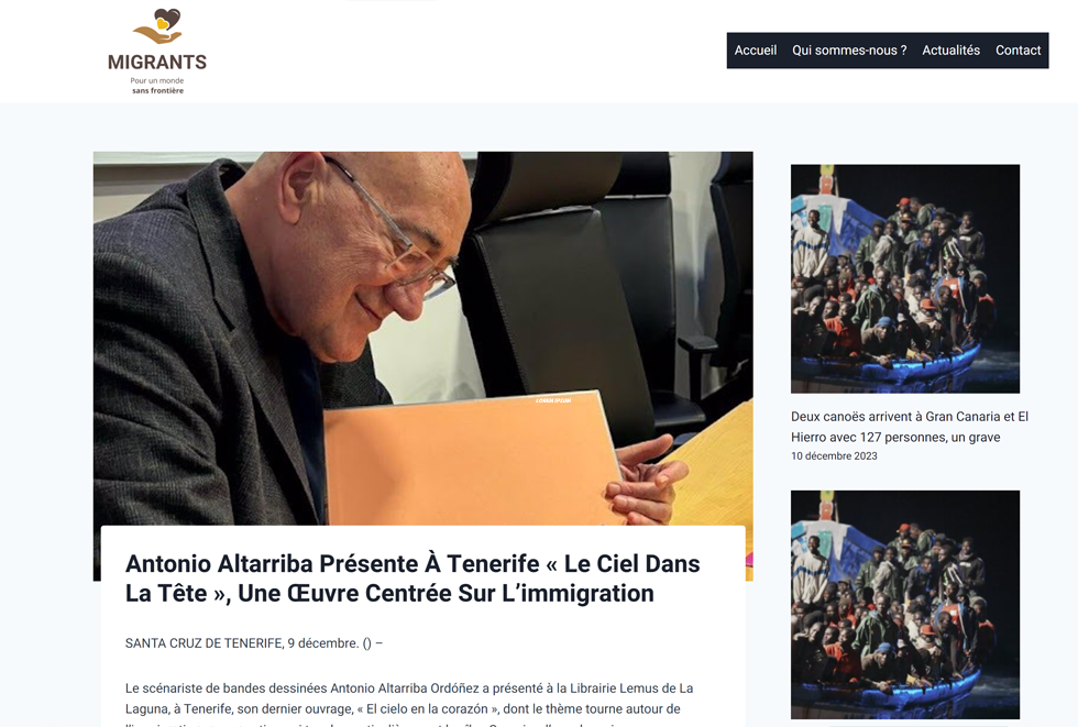 MIGRANTS | Antonio Altarriba Présente À Tenerife « Le Ciel Dans La Tête », Une Œuvre Centrée Sur L’immigration