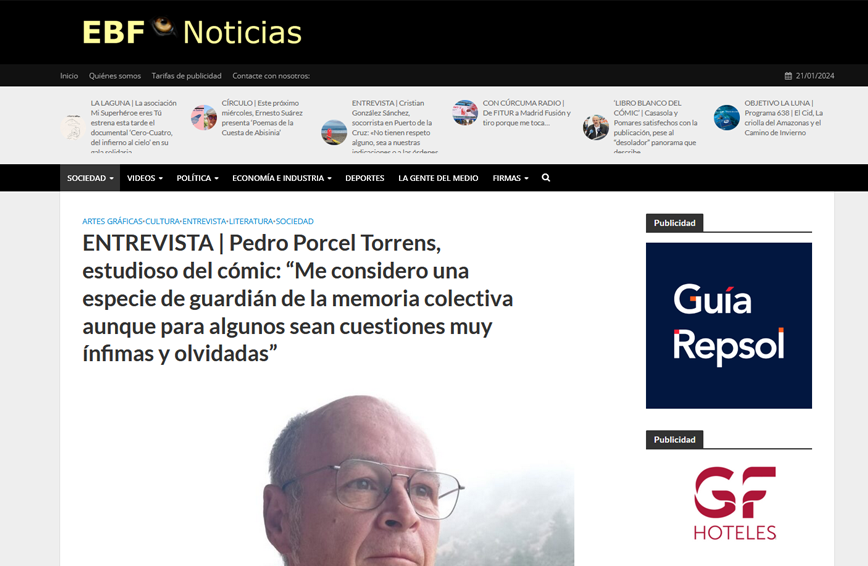 EL BLOGO FEROZ | ENTREVISTA | Pedro Porcel Torrens, estudioso del cómic: “Me considero una especie de guardián de la memoria colectiva aunque para algunos sean cuestiones muy ínfimas y olvidadas”