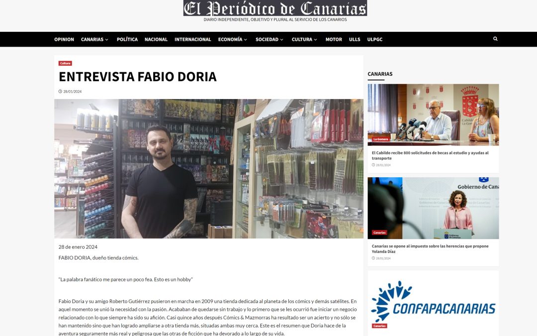 EL PERIÓDICO DE CANARIAS | FABIO DORIA, dueño tienda cómics. “La palabra fanático me parece un poco fea. Esto es un hobby”