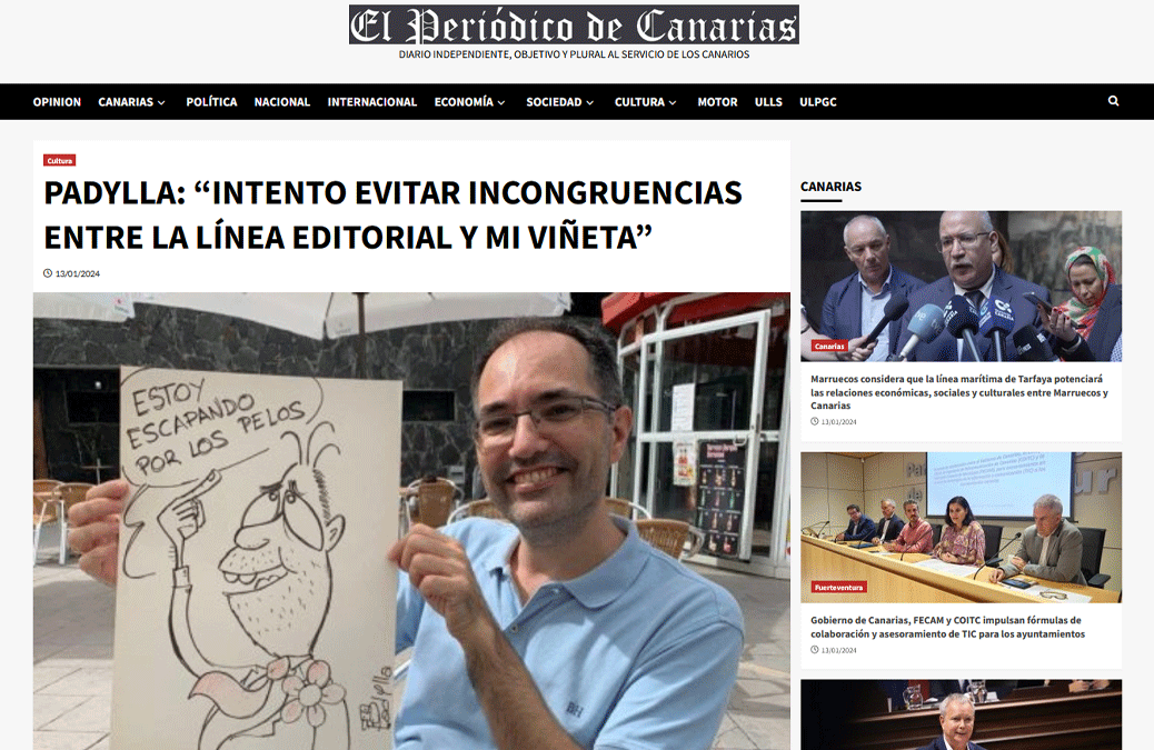 EL PERIÓDICO DE CANARIAS | PADYLLA: “INTENTO EVITAR INCONGRUENCIAS ENTRE LA LÍNEA EDITORIAL Y MI VIÑETA”