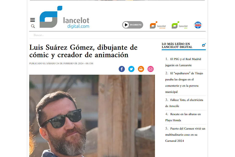 LANCELOT DIGITAL | Luis Suárez Gómez, dibujante de cómic y creador de animación