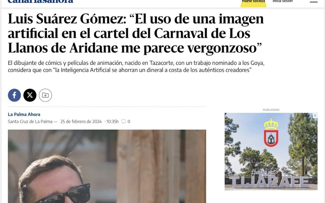 CANARIAS AHORA | Luis Suárez Gómez: “El uso de una imagen artificial en el cartel del Carnaval de Los Llanos de Aridane me parece vergonzoso”