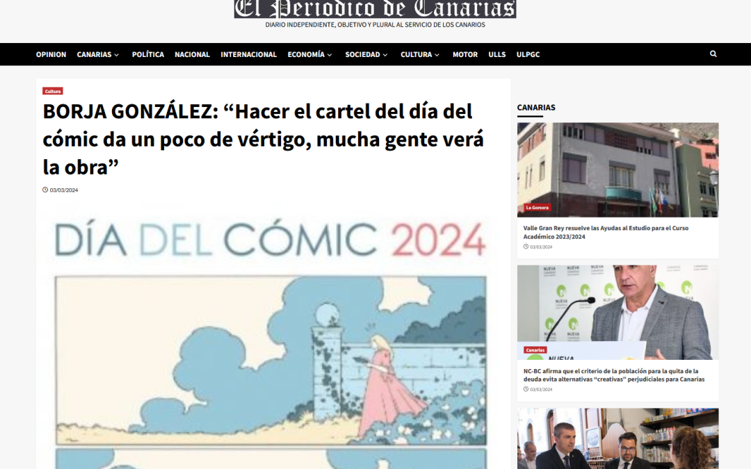 EL PERIÓDICO DE CANARIAS | BORJA GONZÁLEZ: “Hacer el cartel del día del cómic da un poco de vértigo, mucha gente verá la obra”