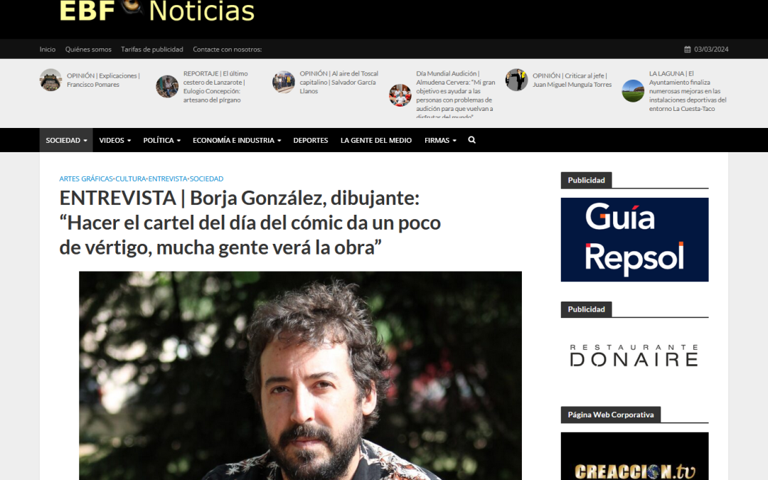 EL BLOGO FEROZ | ENTREVISTA | Borja González, dibujante: “Hacer el cartel del día del cómic da un poco de vértigo, mucha gente verá la obra”