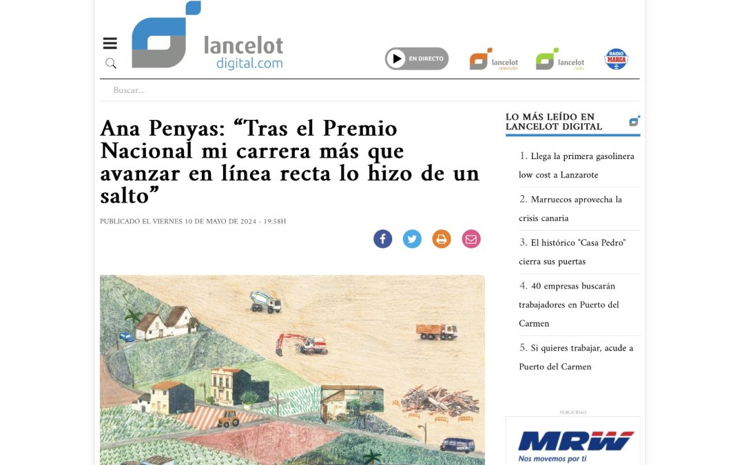 LANCELOT DIGITAL | Ana Penyas: “Tras el Premio Nacional mi carrera más que avanzar en línea recta lo hizo de un salto”