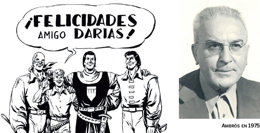 Los cuatro grandes personajes de Ambrós: ‘El Jinete Fantasma’, ‘Chispita’, ‘El Capitán Trueno’ y ‘El Corsario de Hierro’