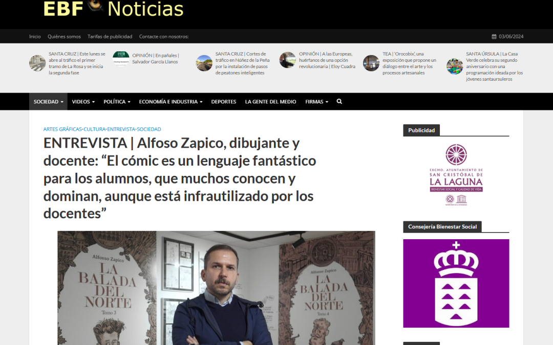EL BLOGO FEROZ | ENTREVISTA | Alfoso Zapico, dibujante y docente: “El cómic es un lenguaje fantástico para los alumnos, que muchos conocen y dominan, aunque está infrautilizado por los docentes”