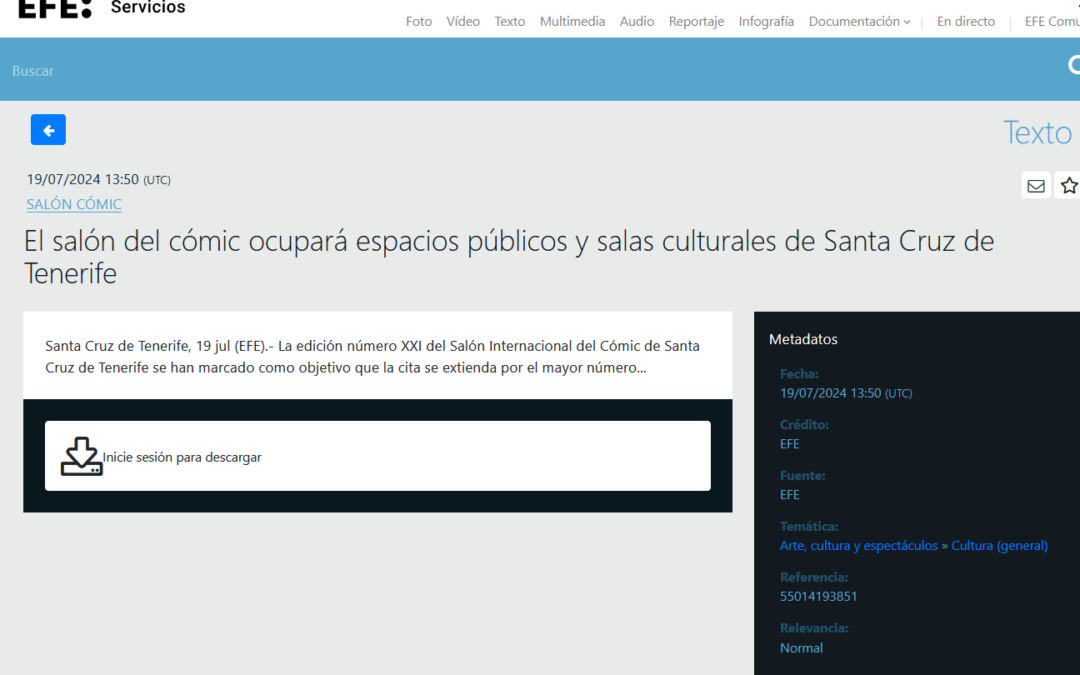 EFE SERVICIOS  | El salón del cómic ocupará espacios públicos y salas culturales de Santa Cruz de Tenerife
