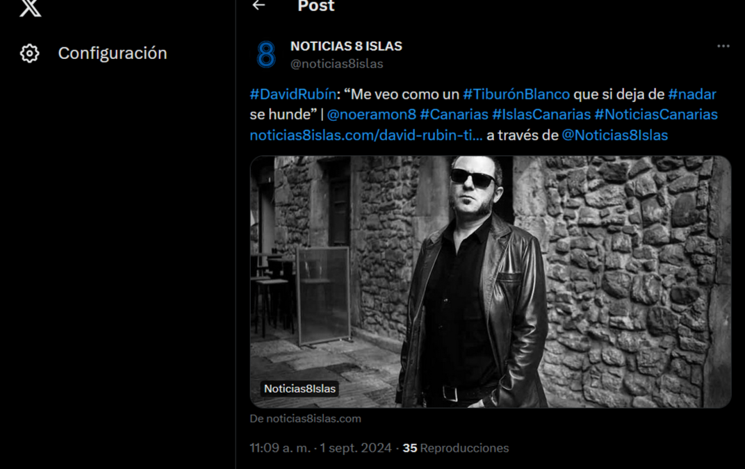 X | NOTICIAS 8 ISLAS | #DavidRubín: “Me veo como un #TiburónBlanco que si deja de #nadar se hunde” | @noeramon8  #Canarias #IslasCanarias #NoticiasCanarias https://noticias8islas.com/david-rubin-tiburon-blanco-nadar-hunde/ a través de