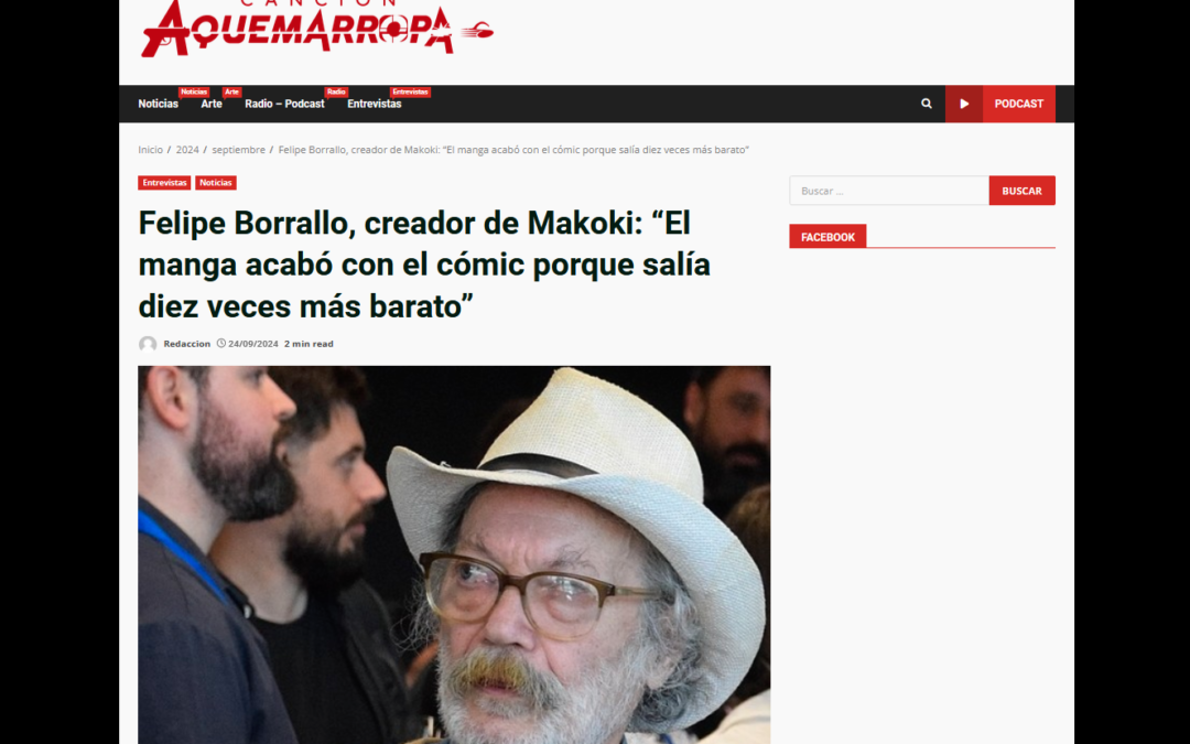 CANCIÓN AQUEMARROPA | Felipe Borrallo, creador de Makoki: “El manga acabó con el cómic porque salía diez veces más barato”