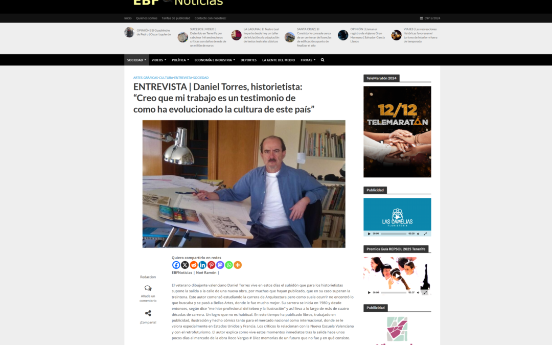 EL BLOGO FEROZ | ENTREVISTA | Daniel Torres, historietista: “Creo que mi trabajo es un testimonio de como ha evolucionado la cultura de este país”