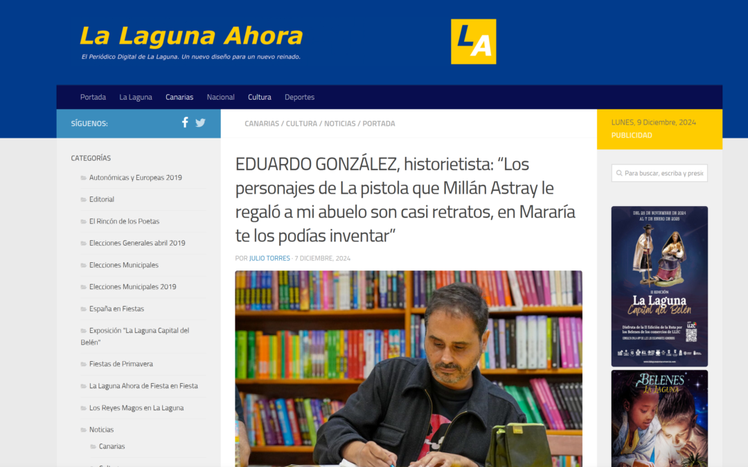 LA LAGUNA AHORA | EDUARDO GONZÁLEZ, historietista: “Los personajes de La pistola que Millán Astray le regaló a mi abuelo son casi retratos, en Mararía te los podías inventar”