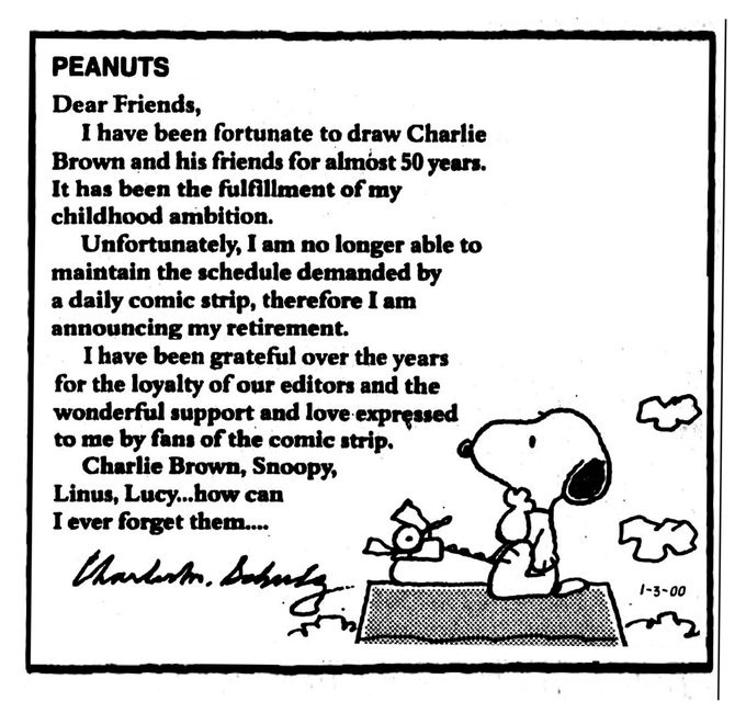 Se cumplen 25 años de la última tira diaria de ‘Peanuts’