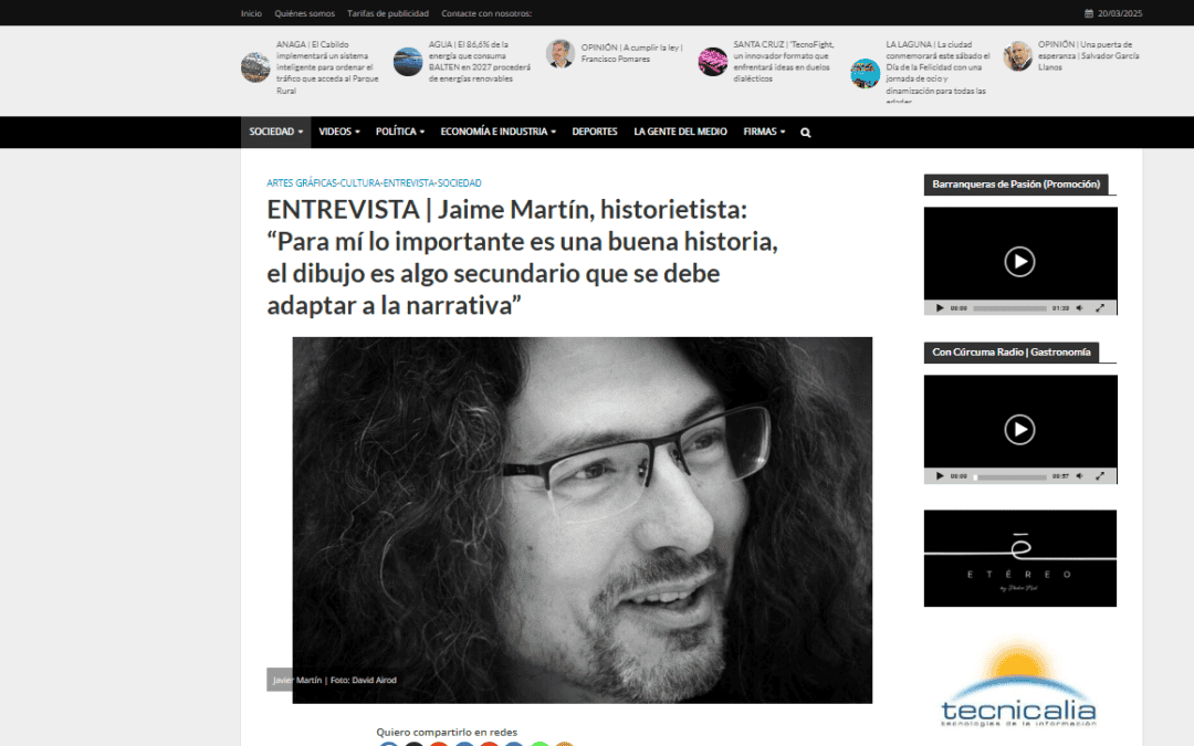 EL BLOGO FEROZ |  ENTREVISTA | Jaime Martín, historietista: “Para mí lo importante es una buena historia, el dibujo es algo secundario que se debe adaptar a la narrativa””
