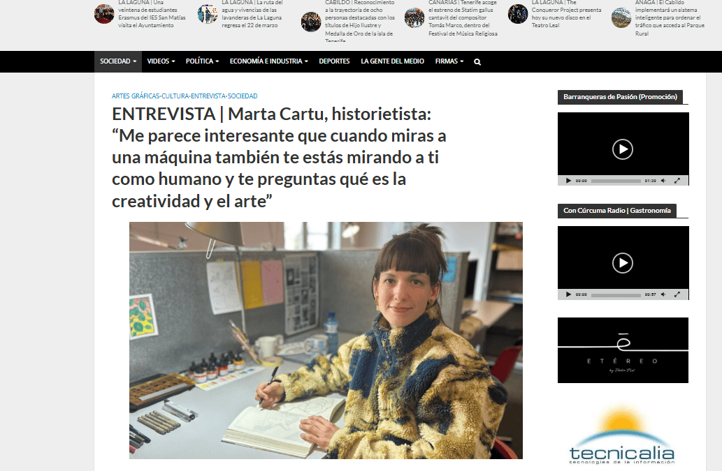 EL BLOGO FEROZ | ENTREVISTA | Marta Cartu, historietista: “Me parece interesante que cuando miras a una máquina también te estás mirando a ti como humano y te preguntas qué es la creatividad y el arte”
