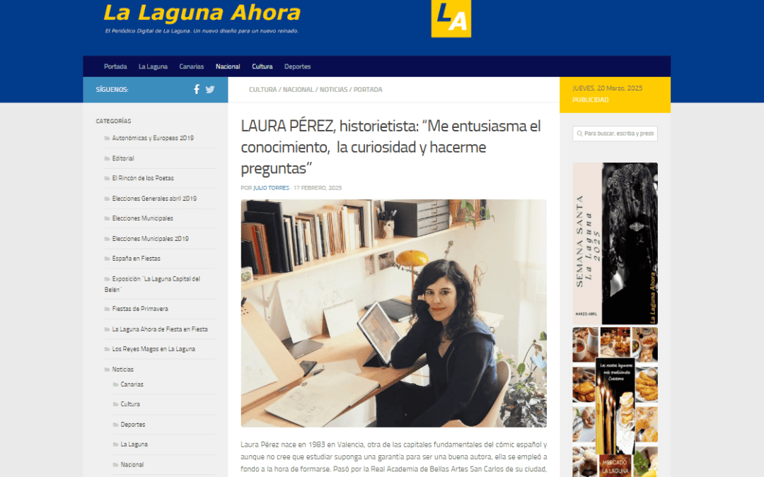 LA LAGUNA AHORA |LAURA PÉREZ, historietista: “Me entusiasma el conocimiento,  la curiosidad y hacerme preguntas”