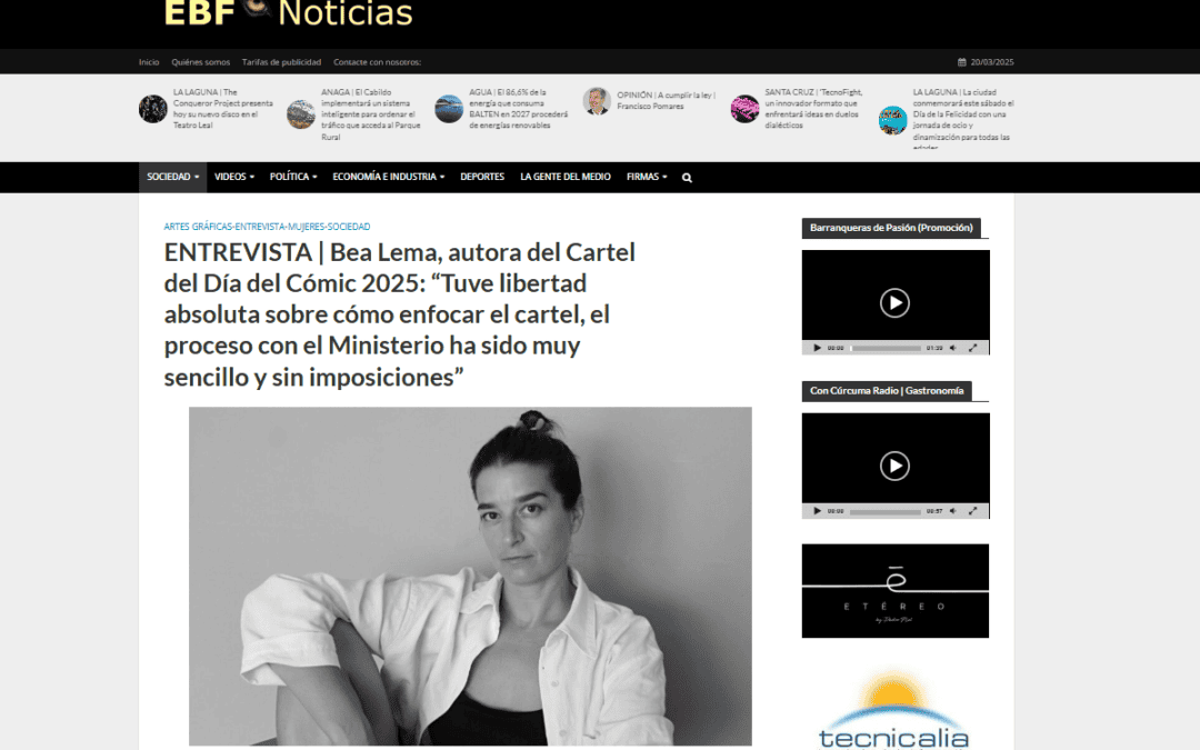 EL BLOGO FEROZ |ENTREVISTA | Bea Lema, autora del Cartel del Día del Cómic 2025: “Tuve libertad absoluta sobre cómo enfocar el cartel, el proceso con el Ministerio ha sido muy sencillo y sin imposiciones”