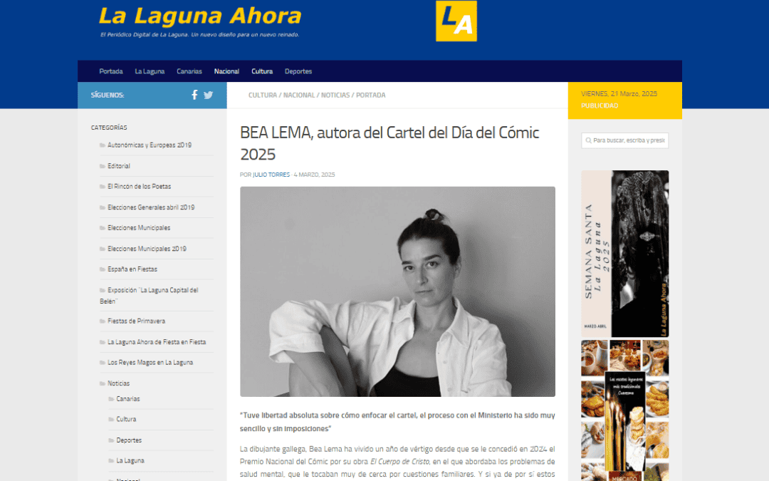 LA LAGUNA AHORA |BEA LEMA, autora del Cartel del Día del Cómic 2025
