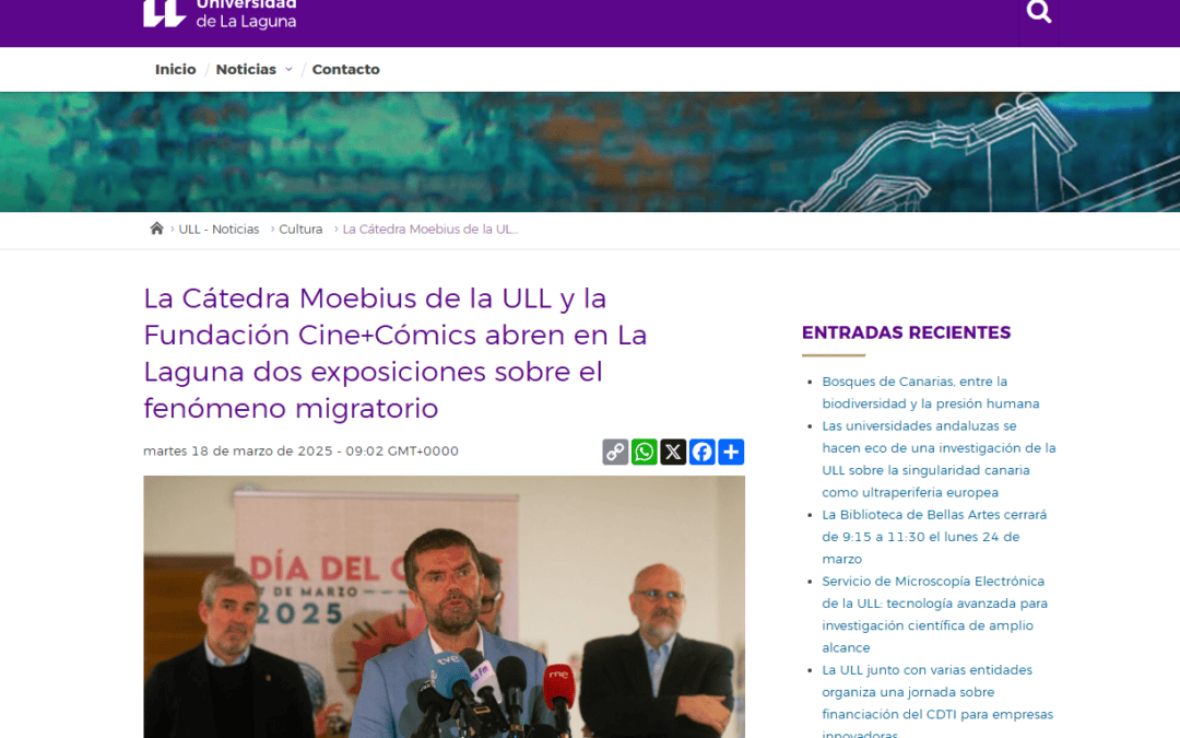 UNIVERSIDAD LA LAGUNA |La Cátedra Moebius de la ULL y la Fundación Cine+Cómics abren en La Laguna dos exposiciones sobre el fenómeno migratorio