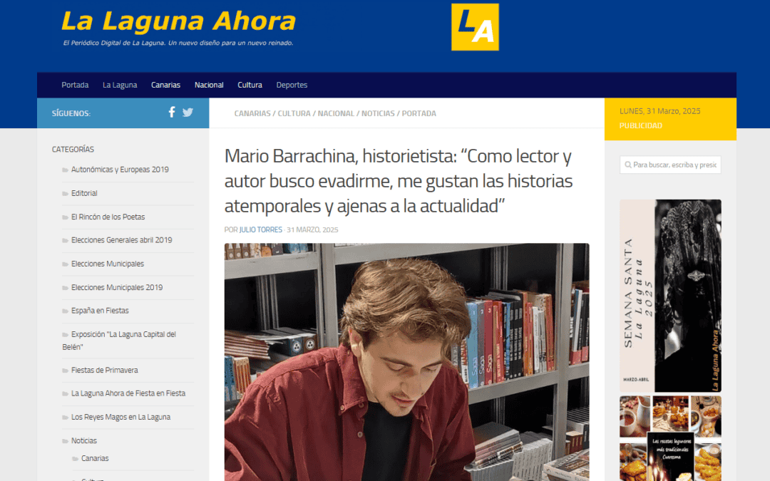 LA LAGUNA AHORA |Mario Barrachina, historietista: “Como lector y autor busco evadirme, me gustan las historias atemporales y ajenas a la actualidad”