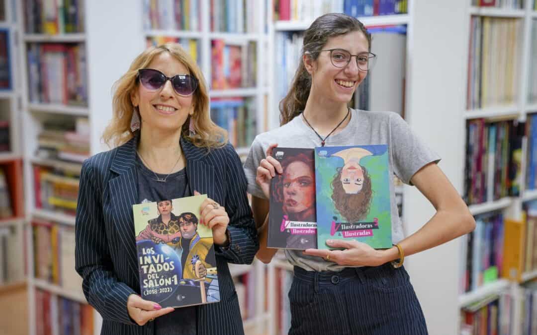Isabella Ferrante y Minxyuu visitan la sede de la Fundación Cine+Cómics para recoger algunas obras en las que participan