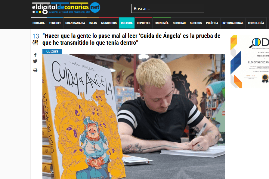 EL DIGITAL DE CANARIAS.NET |»Hacer que la gente lo pase mal al leer ‘Cuida de Ángela’ es la prueba que he transmitido lo que tenía dentro»