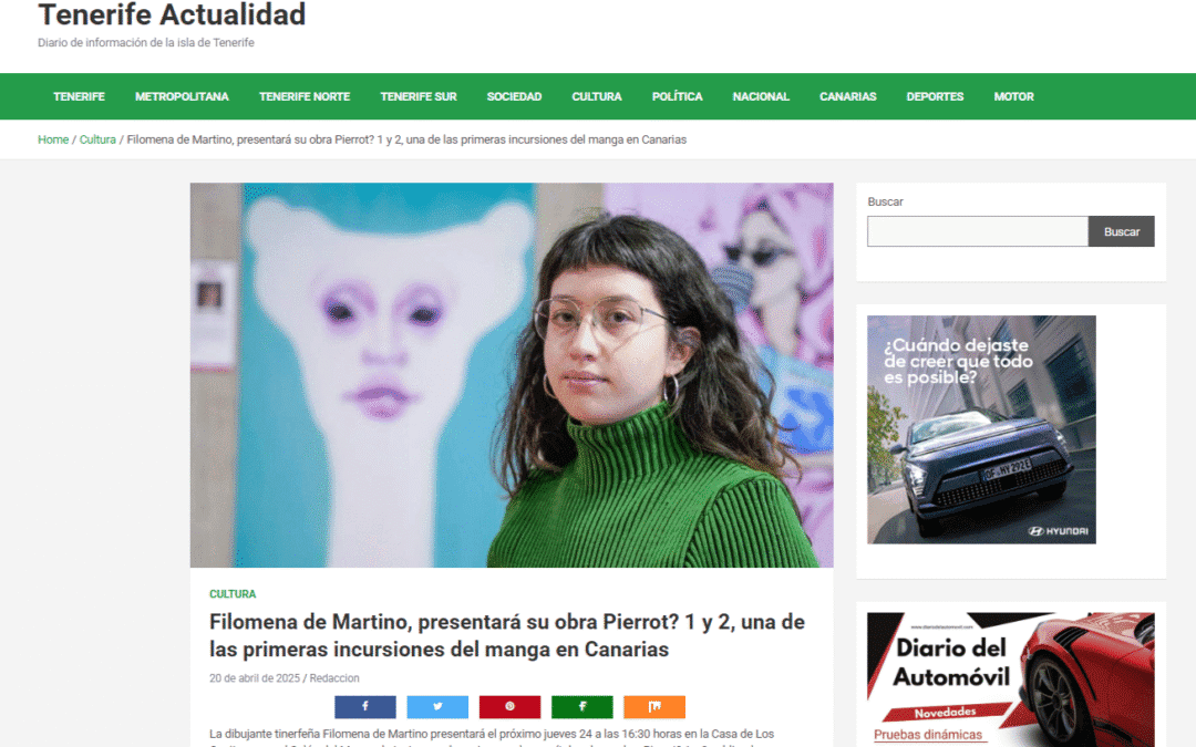 TENERIFE ACTUALIDAD |Filomena de Martino, presentará su obra Pierrot? 1 y 2, una de las primeras incursiones del manga en Canarias