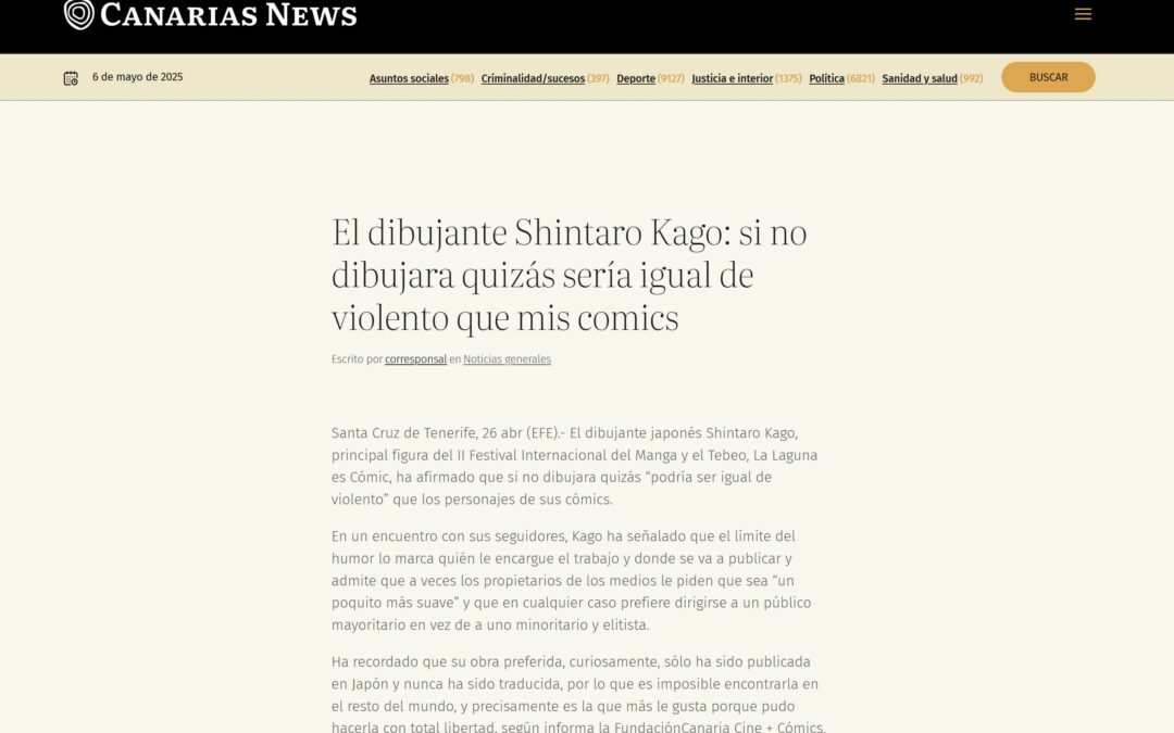 CANARIAS NEWS | El dibujante Shintaro Kago: si no dibujara quizás sería igual de violento que mis cómics