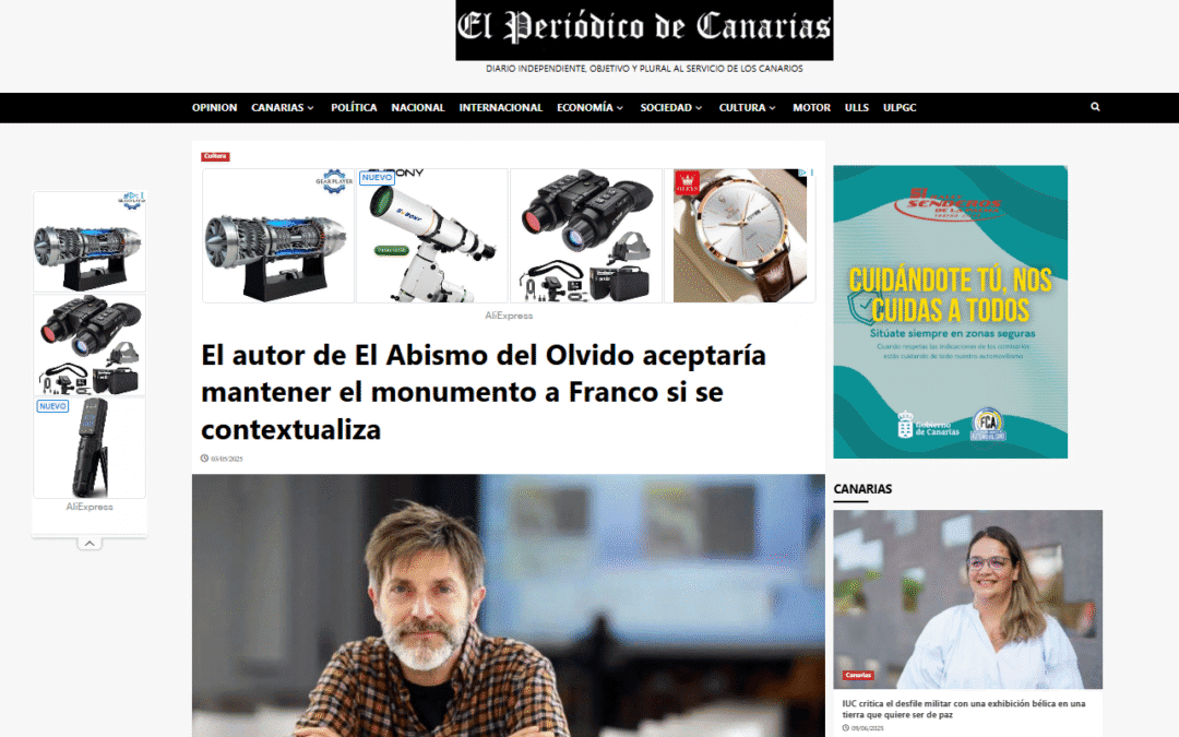 EL PERIÓDICO DE CANARIAS | El autor de El Abismo del Olvido aceptaría mantener el monumento a Franco si se contextualiza