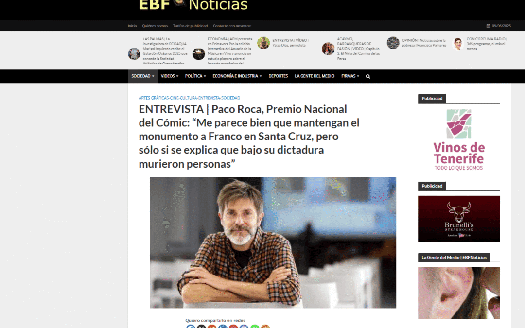 EL BLOGO FEROZ|ENTREVISTA | Paco Roca, Premio Nacional del Cómic: “Me parece bien que mantengan el monumento a Franco en Santa Cruz, pero sólo si se explica que bajo su dictadura murieron personas”
