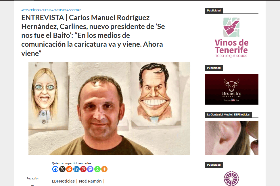 EL BLOGO FEROZ | ENTREVISTA | Carlos Manuel Rodríguez Hernández, Carlines, nuevo presidente de ‘Se nos fue el Baifo’: “En los medios de comunicación la caricatura va y viene. Ahora viene”