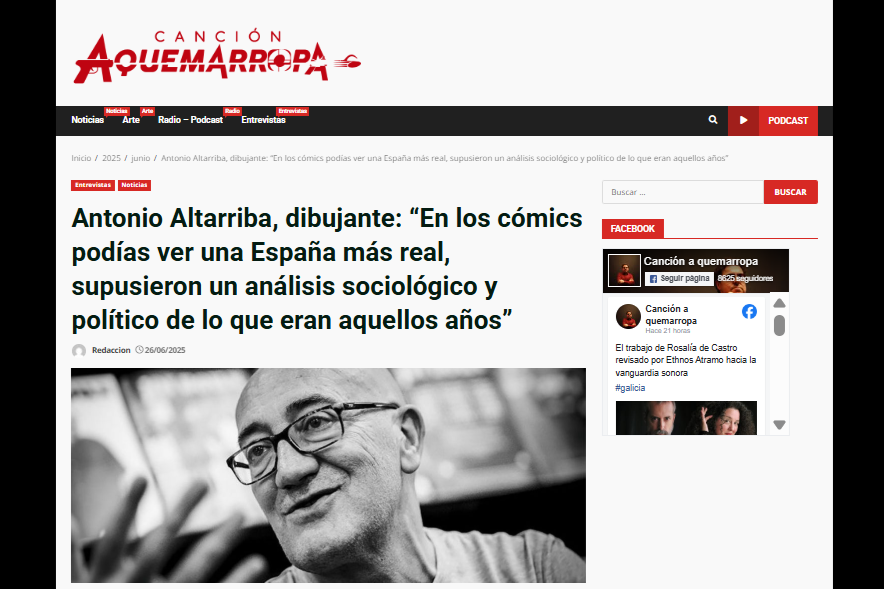CANCIÓN AQUEMARROPA | Antonio Altarriba, dibujante: “En los cómics podías ver una España más real, supusieron un análisis sociológico y político de lo que eran aquellos años”