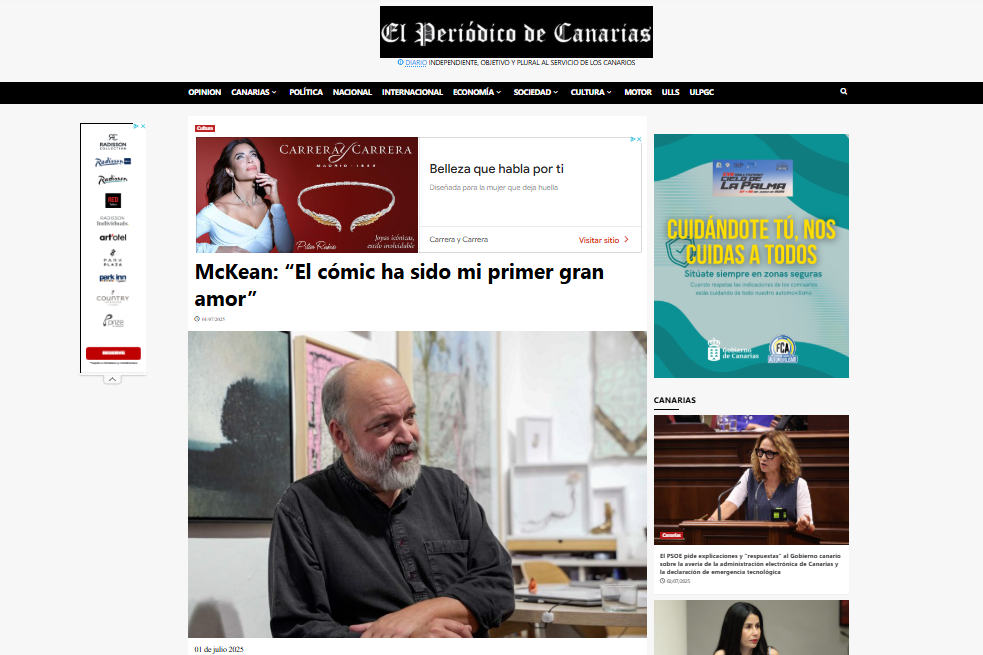 EL PERIÓDICO DE CANARIAS |McKean: “El cómic ha sido mi primer gran amor”