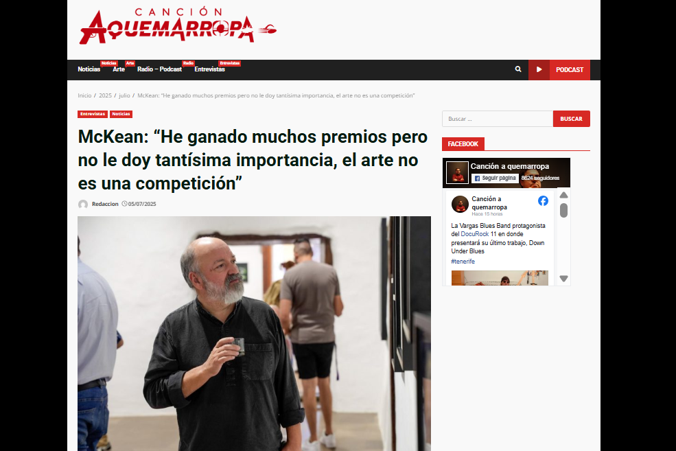 CANCIÓN AQUEMARROPA |McKean: “He ganado muchos premios pero no le doy tantísima importancia, el arte no es una competición”