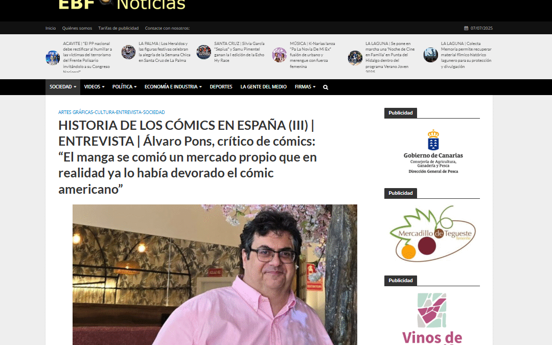 EL BLOGO FEROZ | HISTORIA DE LOS CÓMICS EN ESPAÑA (III) | ENTREVISTA | Álvaro Pons, crítico cómics: “El manga se comió un mercado propio que en realidad ya lo había devorado el cómic americano”