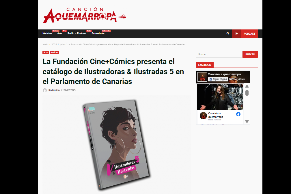 CANCIÓN AQUEMARROPA |La Fundación Cine+Cómics presenta el catálogo de Ilustradoras & Ilustradas 5 en el Parlamento de Canarias