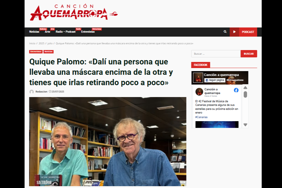 CANCIÓN AQUEMARROPA |Quique Palomo: «Dalí una persona que llevaba una máscara encima de la otra y tienes que irlas retirando poco a poco»