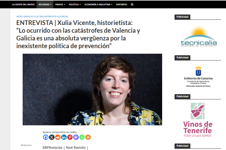 EL  BLOGO FEROZ| ENTREVISTA | Xulia Vicente, historietista: “Lo ocurrido con las catástrofes de Valencia y Galicia es una absoluta vergüenza por la inexistente política de prevención”