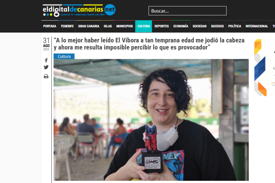 EL DIGITAL DE CANARIAS.NET| “A lo mejor haber leído El Víbora a tan temprana edad me jodió la cabeza y ahora me resulta imposible percibir lo que es provocador”