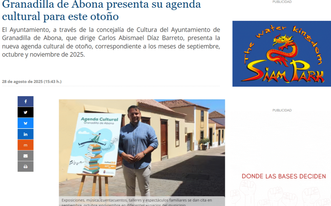SOL DEL SUR TENERIFE| Granadilla de Abona presenta su agenda cultural para este otoño