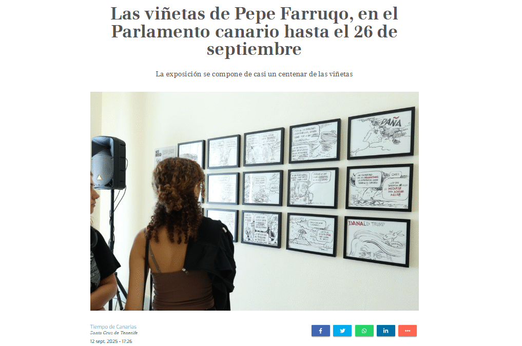 TIEMPO DE CANARIAS | Las viñetas de Pepe Farruqo, en el Parlamento canario hasta el 26 de septiembre