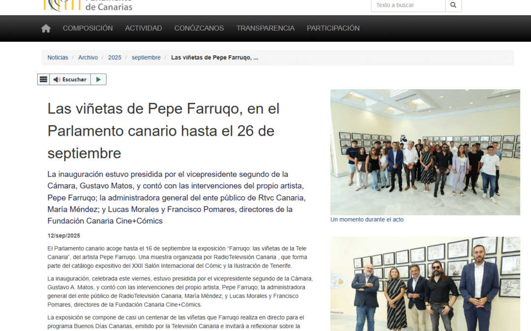 PARLAMENTO DE CANARIAS | Las viñetas de Pepe Farruqo, en el Parlamento canario hasta el 26 de septiembre