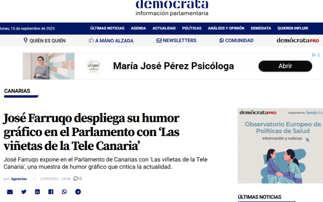 DEMÓCRATA | José Farruqo despliega su humor gráfico en el Parlamento con ‘Las viñetas de la Tele Canaria’