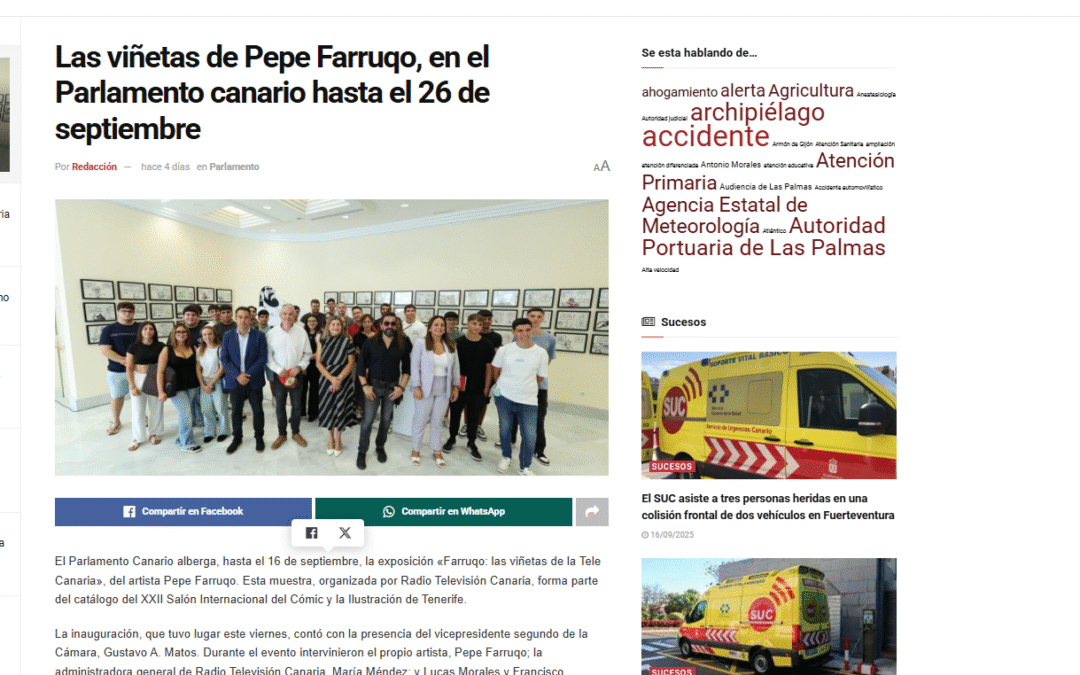 EL REGIONAL | Las viñetas de Pepe Farruqo, en el Parlamento canario hasta el 26 de septiembre