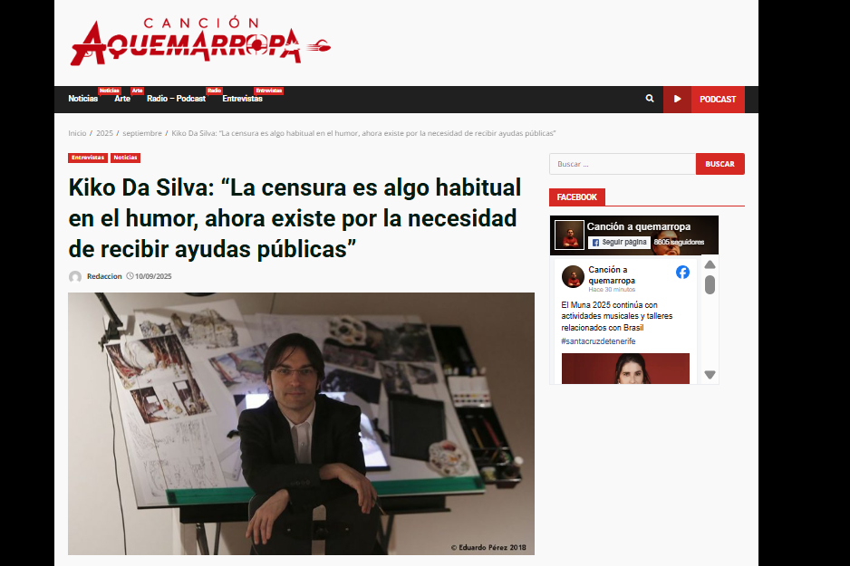 CANCIÓN AQUEMARROPA | Kiko Da Silva: “La censura es algo habitual en el humor, ahora existe por la necesidad de recibir ayudas públicas”